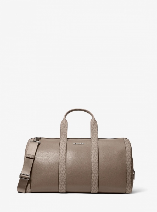 Michael Kors Mens Cooper Pebbled Leather and Signature Logo Duffel Bag