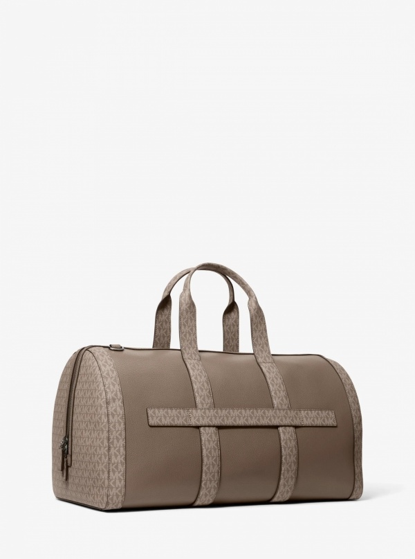 Michael Kors Mens Cooper Pebbled Leather and Signature Logo Duffel Bag