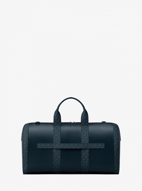 Michael Kors Mens Cooper Pebbled Leather and Signature Logo Duffel Bag