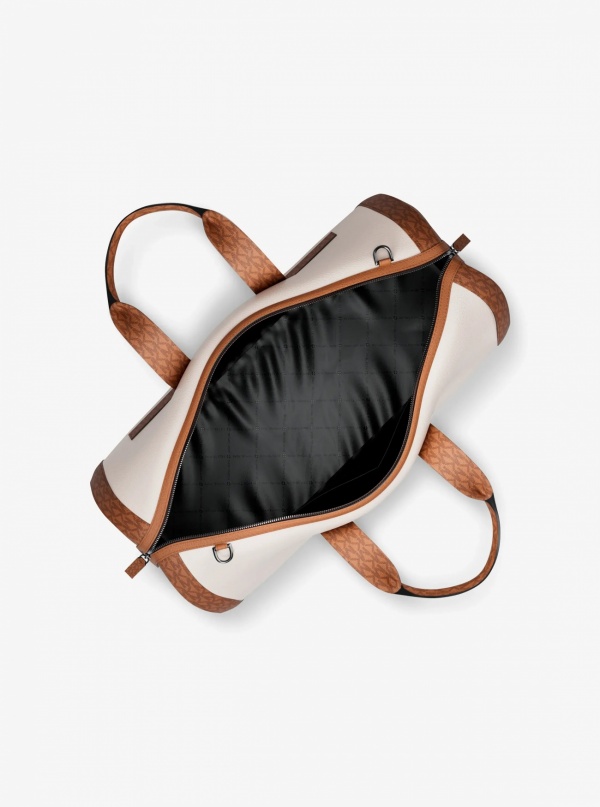 Michael Kors Mens Cooper Pebbled Leather and Signature Logo Duffel Bag