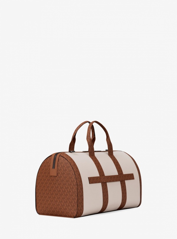 Michael Kors Mens Cooper Pebbled Leather and Signature Logo Duffel Bag