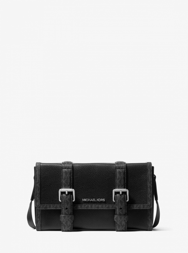 Michael Kors Mens Cooper Pebbled Leather and Signature Logo Trunk Crossbody Bag