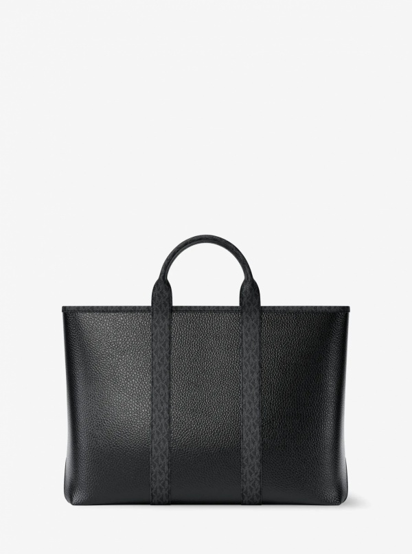 Michael Kors Mens Cooper Medium Pebbled Leather and Signature Logo Tote Bag