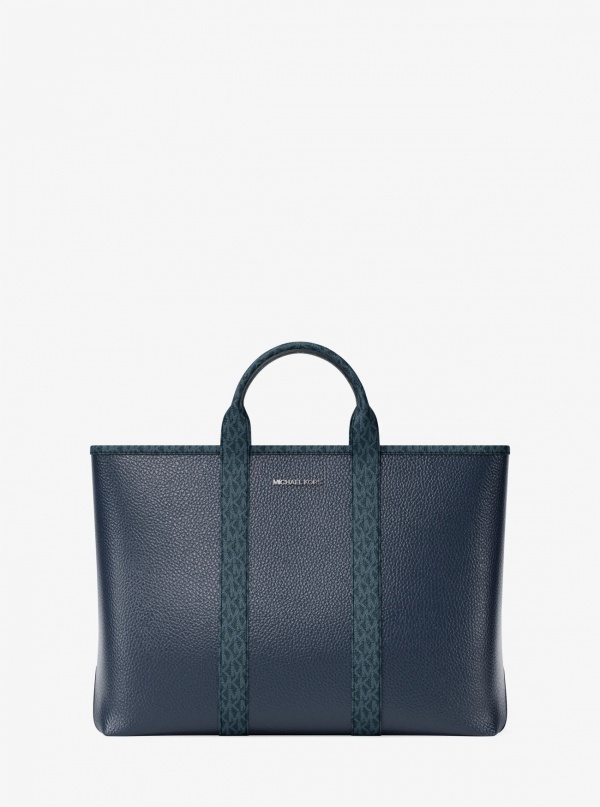 Michael Kors Mens Cooper Medium Pebbled Leather and Signature Logo Tote Bag