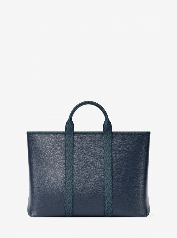 Michael Kors Mens Cooper Medium Pebbled Leather and Signature Logo Tote Bag