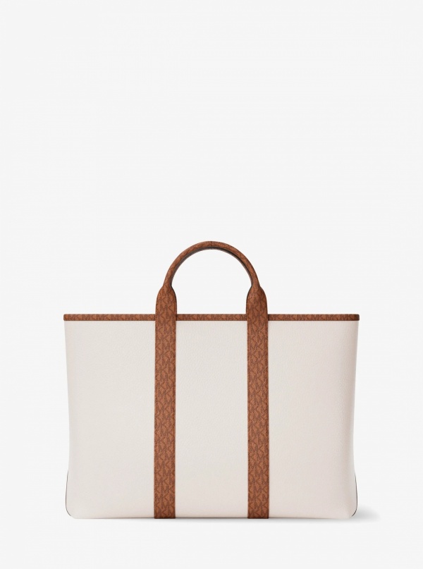 Michael Kors Mens Cooper Medium Pebbled Leather and Signature Logo Tote Bag
