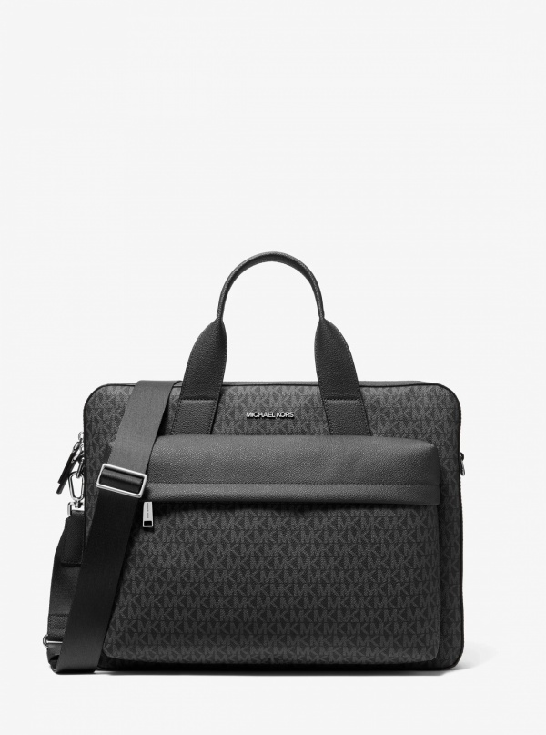 Michael Kors Mens Pacey Medium Signature Logo Pocket Briefcase