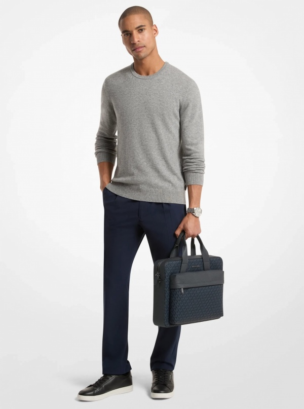 Michael Kors Mens Pacey Medium Signature Logo Pocket Briefcase