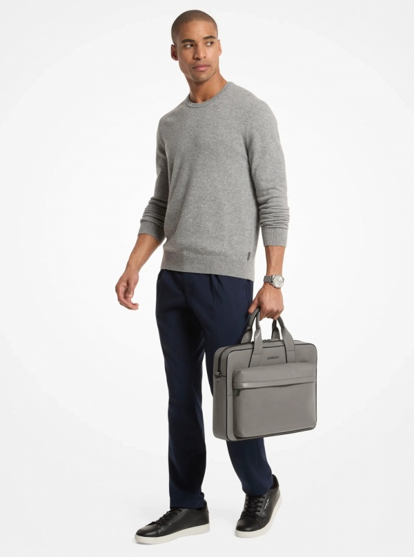 Michael Kors Mens Pacey Medium Pebbled Leather Pocket Briefcase