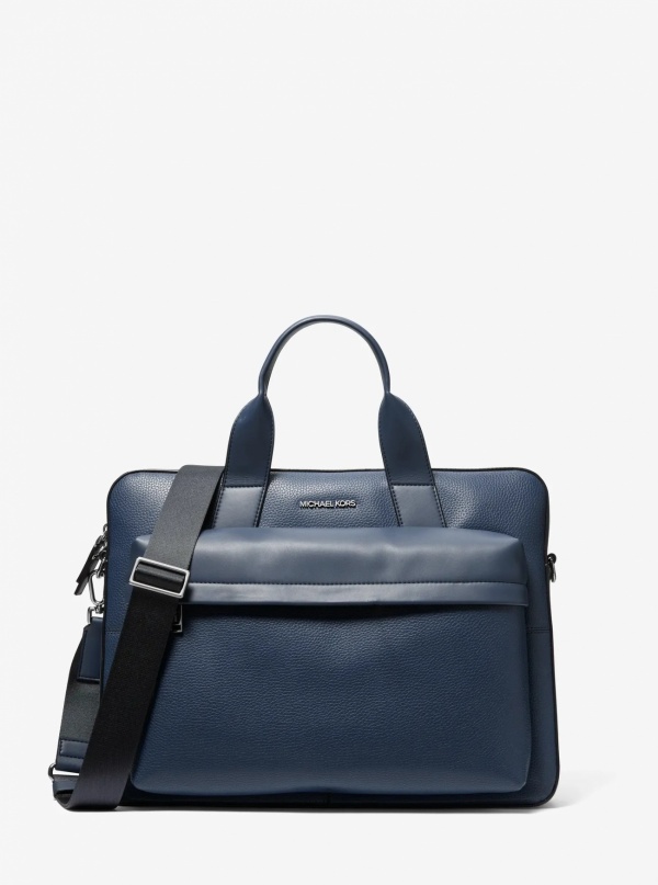 Michael Kors Mens Pacey Medium Pebbled Leather Pocket Briefcase