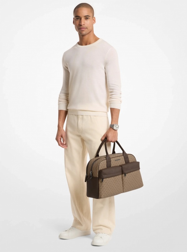 Michael Kors Mens Pacey Medium Signature Logo Bowling Bag