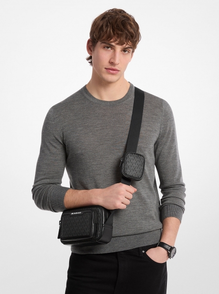 Michael Kors Mens Cooper Signature Logo Camera Crossbody Bag With Pouch