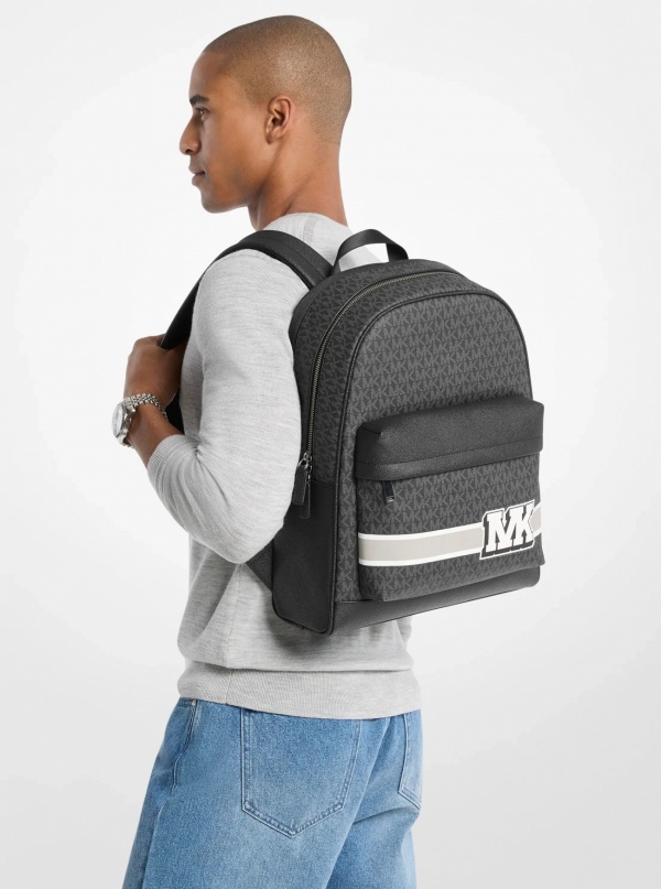 Michael Kors Mens Pacey Embellished Striped Signature Logo Backpack