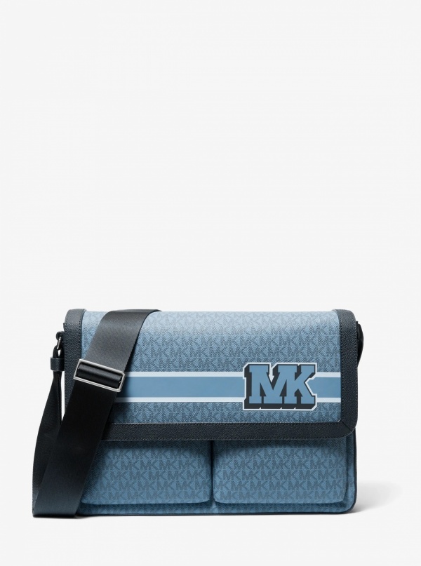 Michael Kors Mens Pacey Embellished Signature Logo Messenger Bag