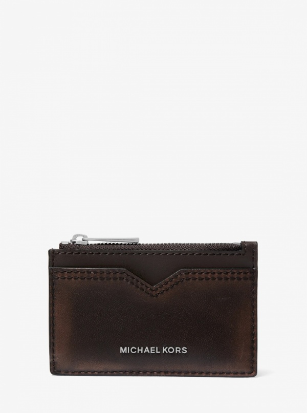 Michael Kors Mens Hudson Burnished Leather Card Case