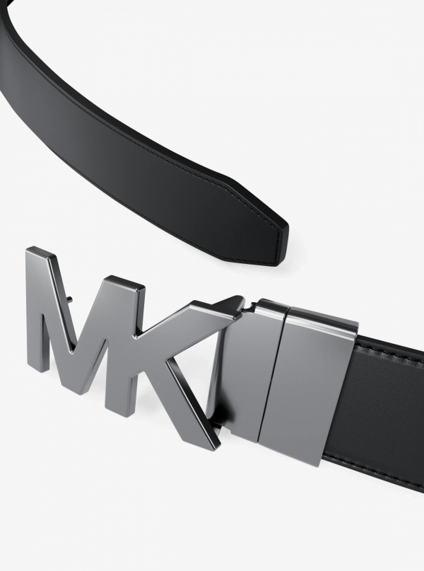 Michael Kors Mens Reversible Logo Embossed Leather Buckle Belt