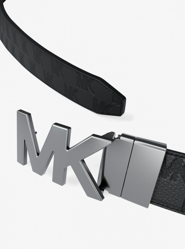 Michael Kors Mens Reversible Logo Embossed Leather Buckle Belt