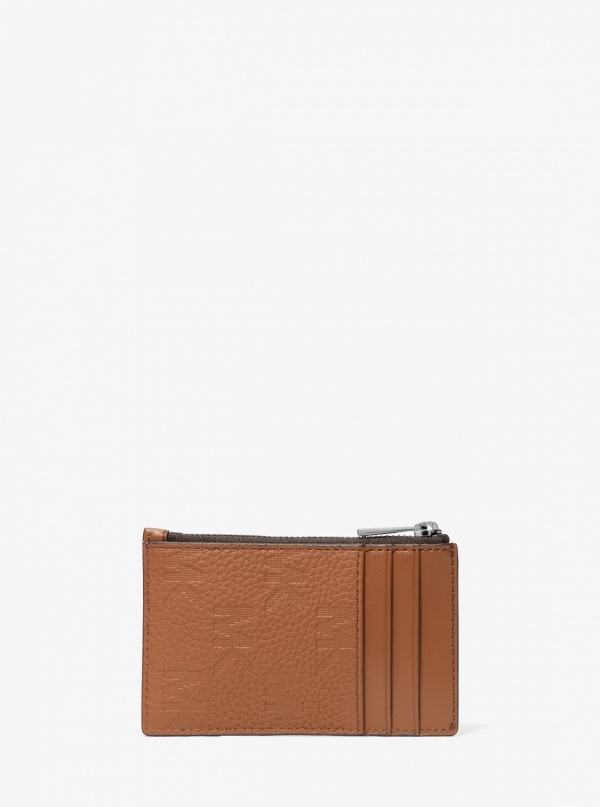 Michael Kors Mens Hudson Logo Embossed Leather Card Case