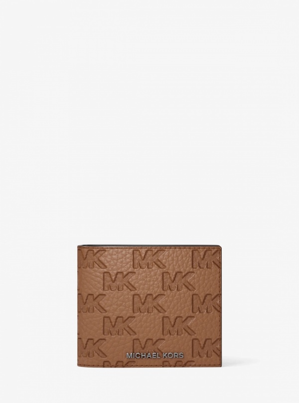 Michael Kors Mens Hudson Logo Embossed Leather Billfold Wallet and Passcase