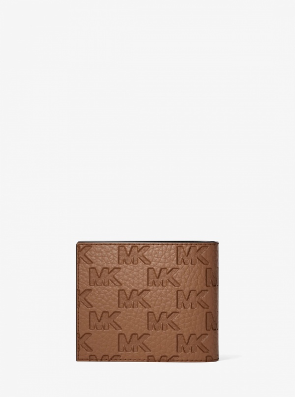 Michael Kors Mens Hudson Logo Embossed Leather Billfold Wallet and Passcase