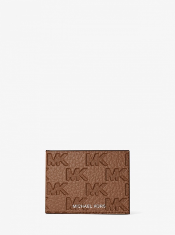 Michael Kors Mens Hudson Logo Embossed Leather Billfold Wallet and Passcase