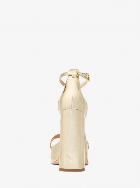 MICHAEL Michael Kors Cami Crackled Metallic Leather Platform Sandal
