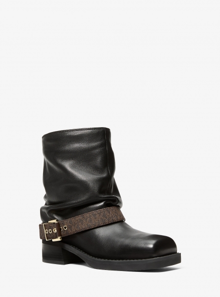 MICHAEL Michael Kors Colby Leather and Signature Logo Ankle Boot
