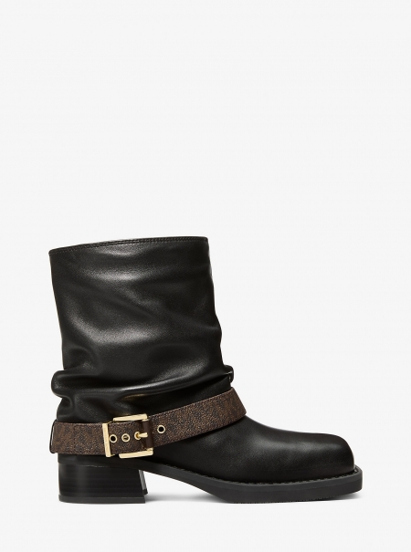 MICHAEL Michael Kors Colby Leather and Signature Logo Ankle Boot