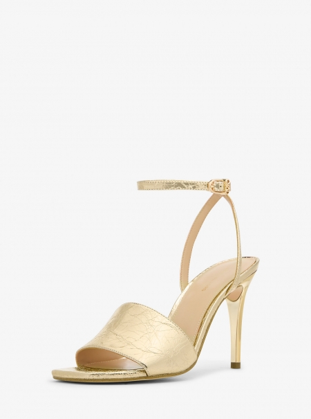 MICHAEL Michael Kors Elyse Crackled Metallic Leather Sandal