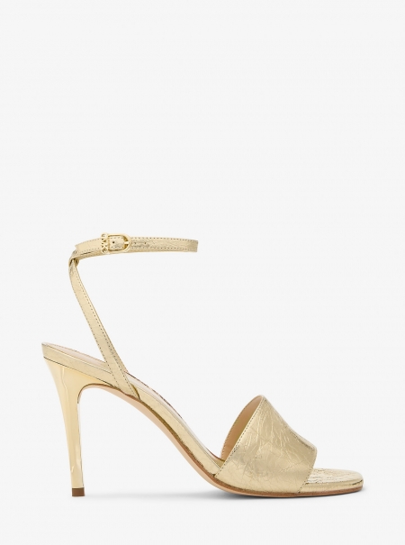 MICHAEL Michael Kors Elyse Crackled Metallic Leather Sandal