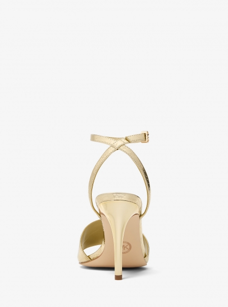 MICHAEL Michael Kors Elyse Crackled Metallic Leather Sandal