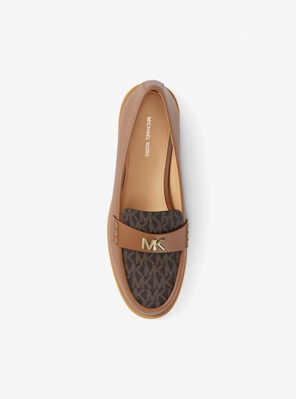 Michael Kors Lex Leather and Signature Logo Loafer