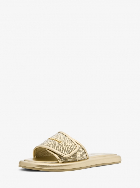 MICHAEL Michael Kors Suki Embellished Metallic Slide Sandal