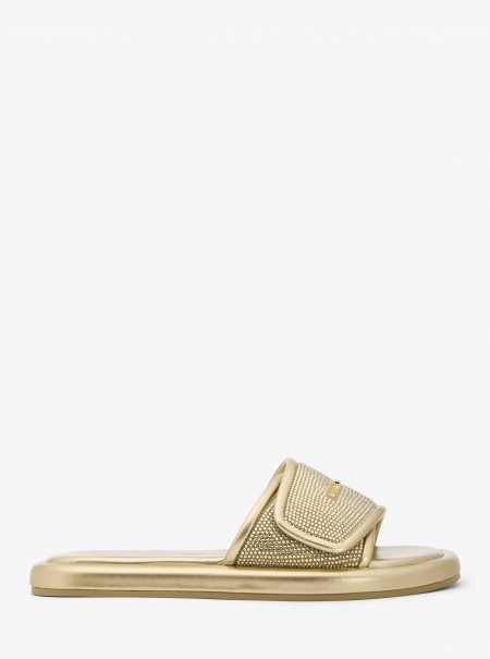 MICHAEL Michael Kors Suki Embellished Metallic Slide Sandal