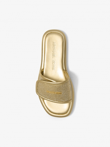 MICHAEL Michael Kors Suki Embellished Metallic Slide Sandal
