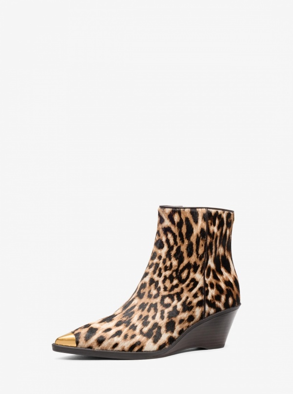 Michael Kors Austin Leopard Print Calf Hair Wedge Boot