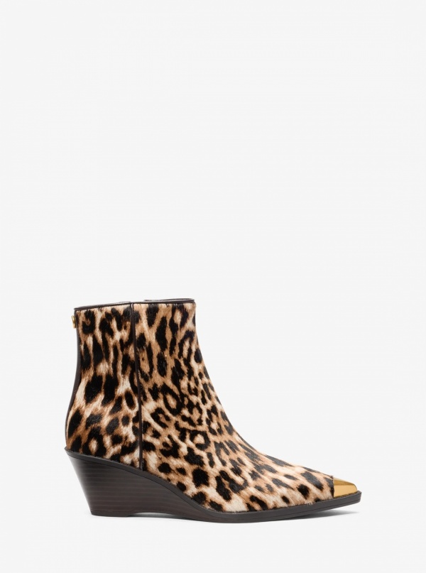 Michael Kors Austin Leopard Print Calf Hair Wedge Boot