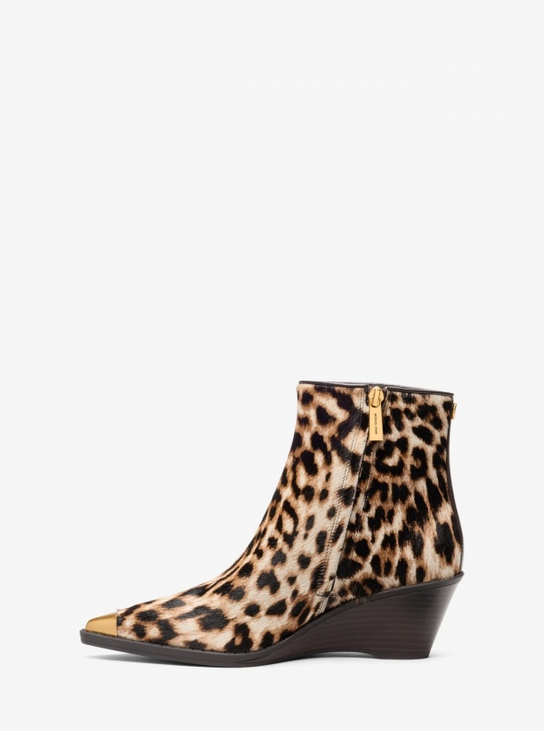 Michael Kors Austin Leopard Print Calf Hair Wedge Boot