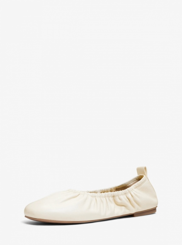 Michael Kors Bri Ruched Leather Ballet Flat