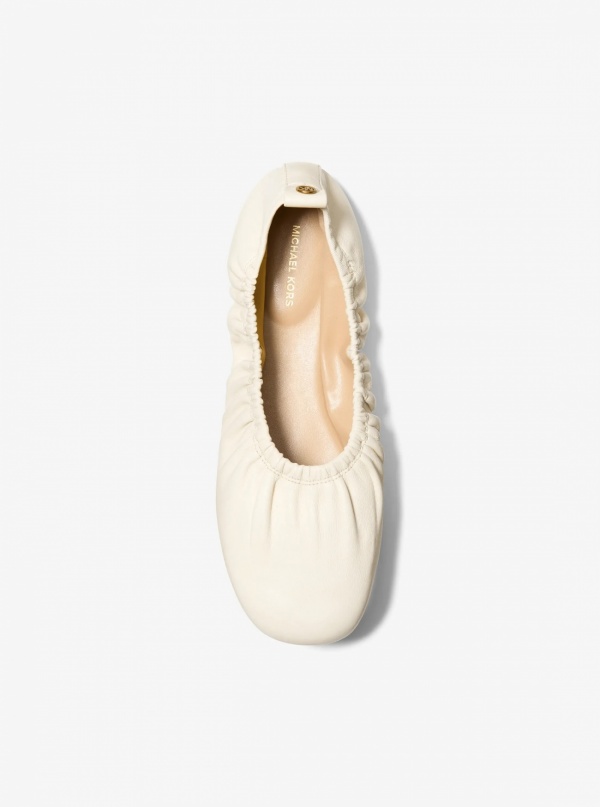 Michael Kors Bri Ruched Leather Ballet Flat