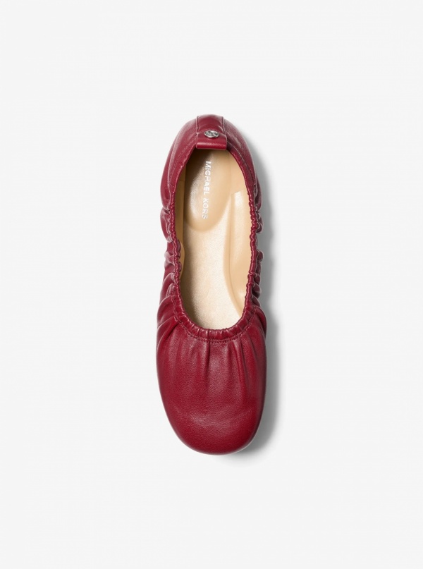 Michael Kors Bri Ruched Leather Ballet Flat