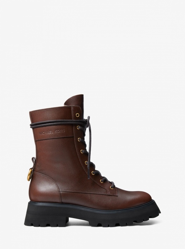Michael Kors Caleb Burnished Leather Combat Boot