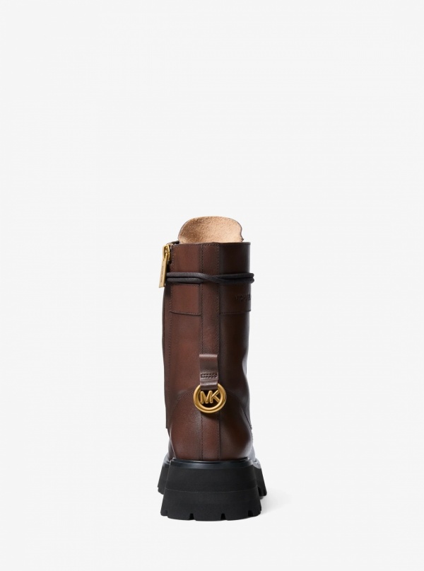 Michael Kors Caleb Burnished Leather Combat Boot
