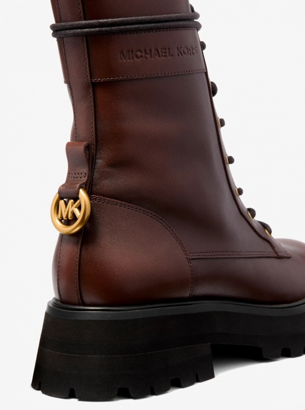 Michael Kors Caleb Burnished Leather Combat Boot