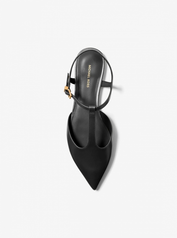 Michael Kors Cherie Leather T-Strap Flat