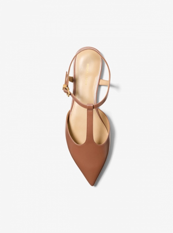 Michael Kors Cherie Leather T-Strap Flat