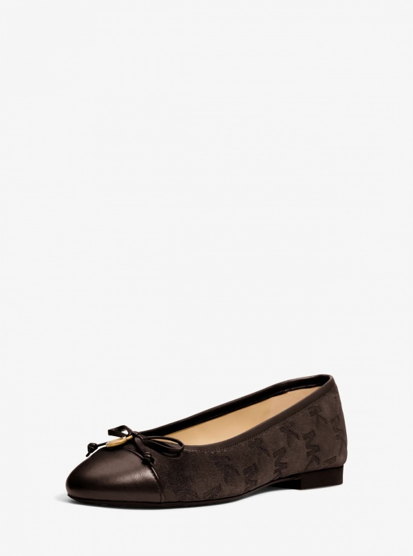 Michael Kors Piper Flex Logo Stitched Suede Ballet Flat