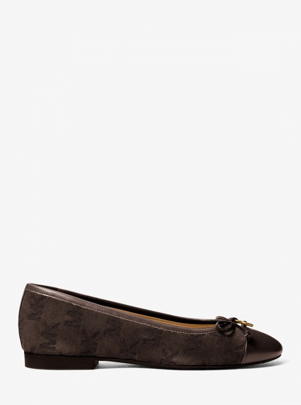 Michael Kors Piper Flex Logo Stitched Suede Ballet Flat