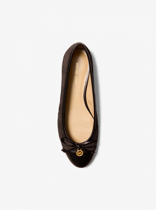 Michael Kors Piper Flex Logo Stitched Suede Ballet Flat