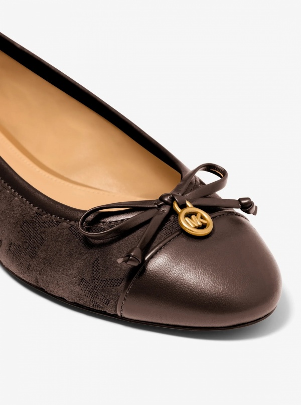 Michael Kors Piper Flex Logo Stitched Suede Ballet Flat